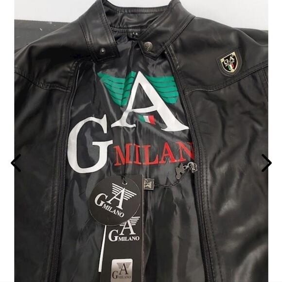 A G MILANO NWT MENS SIZE SMALL BLACK LEATHER BIKER JACKET COAT - Picture 9 of 9